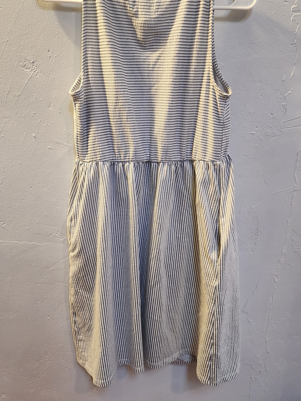 a:glow Striped Maternity Dress in White and Light Blue - Picture 3 of 6